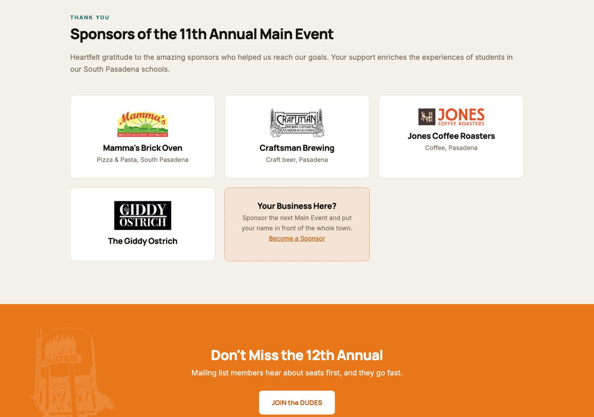 The D.U.D.E.S. hub sponsor placements